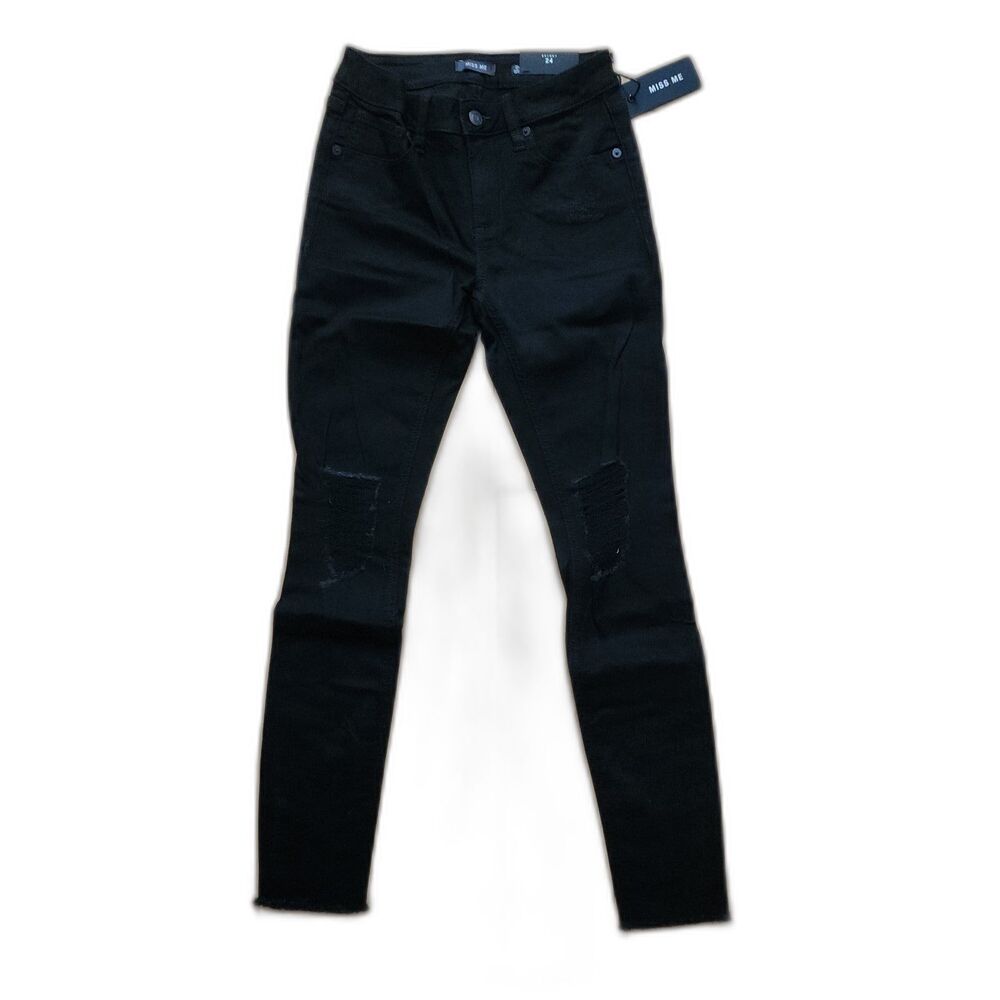 Miss Me Signature Skinny Black Distressed Jeans 24